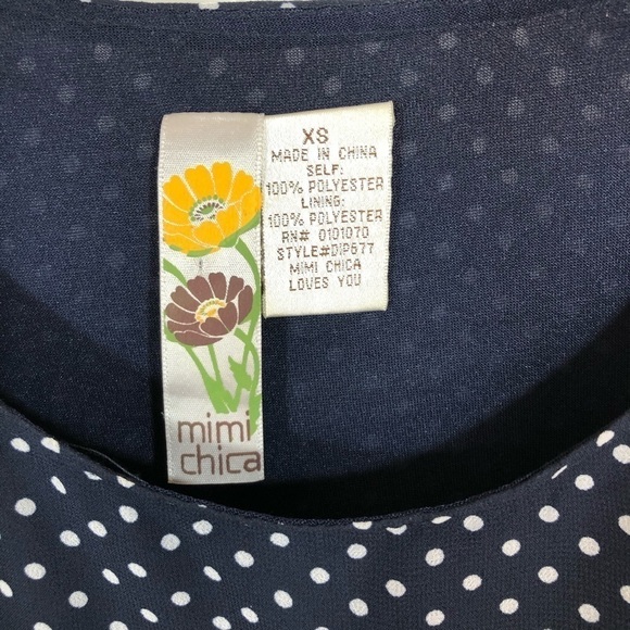 Mimi Chica EUC Navy Polka Dot Dress XS - Picture 7 of 10